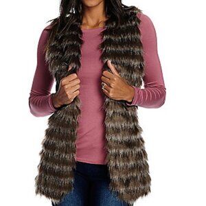 Donna Salyers‎ Fabulous Furs Vest Womens Small Gray Black Faux Fur Lined Pockets